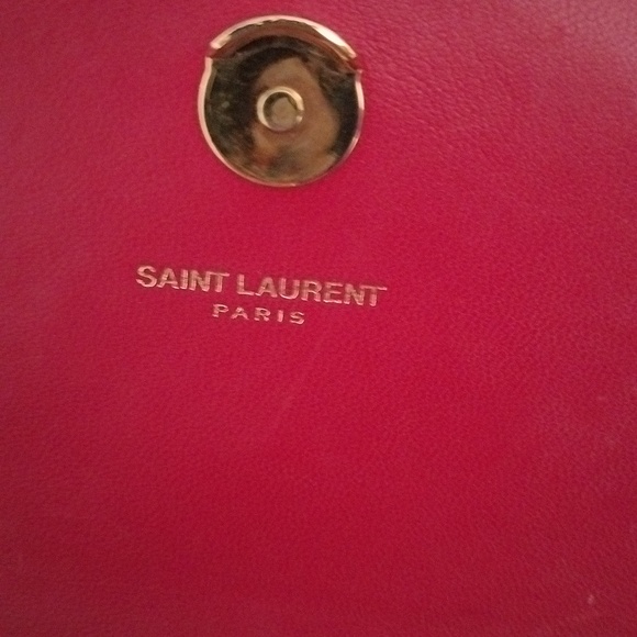 Yves Saint Laurent Calfskin Matelasse Monogram Small Bubble Chain Crossbody Red - Picture 9 of 16